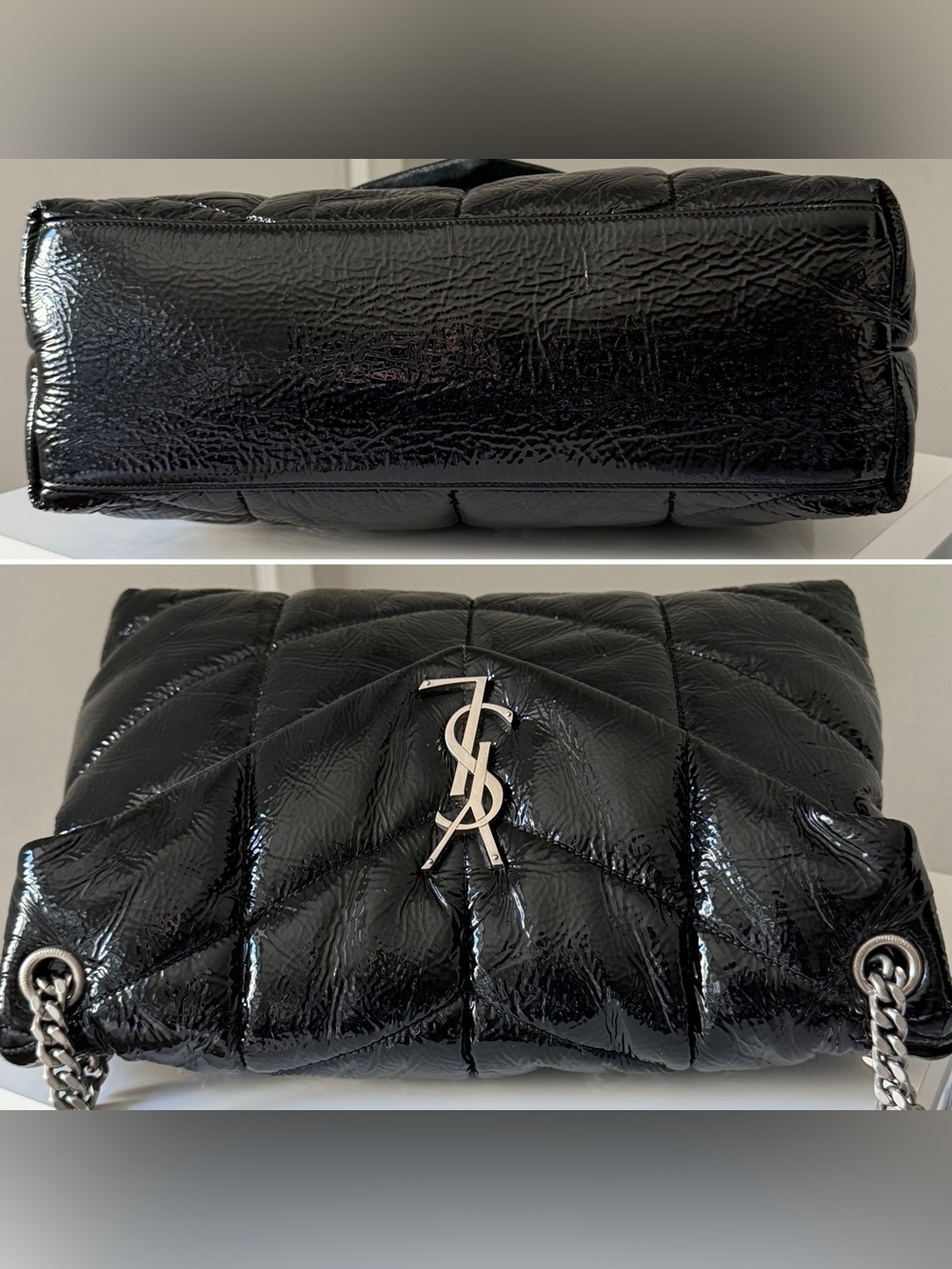 Saint Laurent YSL Medium Loulou Puffer Patent Lambskin Black Silver - Picture 6 of 16